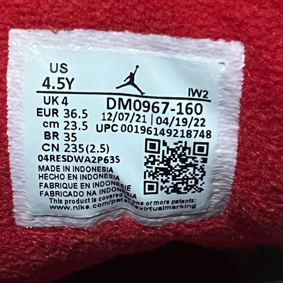Nike Air Jordan 3 Retro Fire Red White DM0967-160 Sneakers kids 4.5 / Womens 6 - Picture 6 of 7